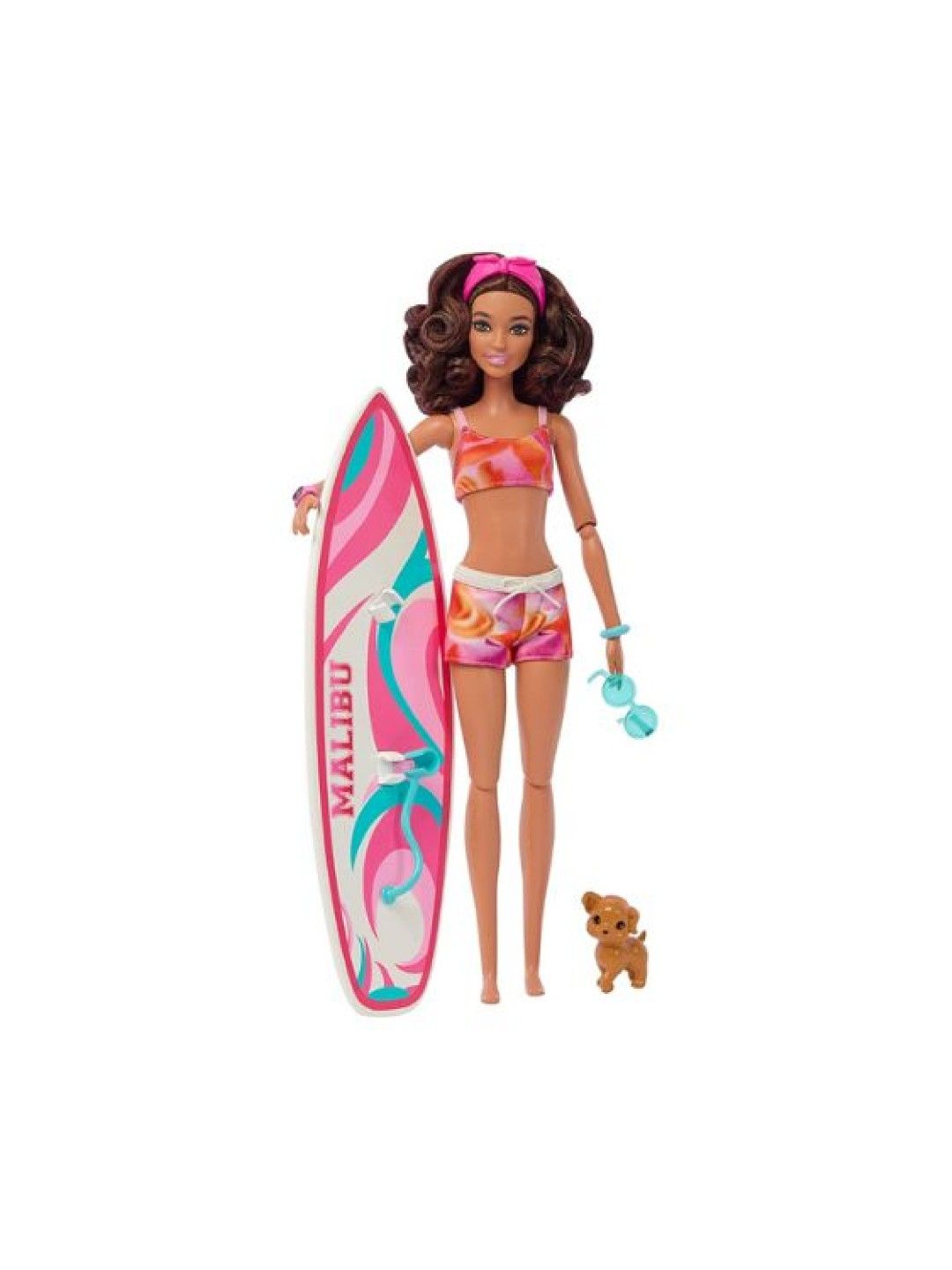 Barbie Poseable Brunette Beach Doll With Surfboard And Pet Puppy Edamama