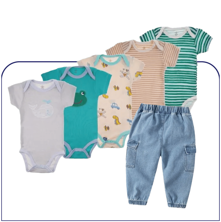 Cottonkind 5-Piece Assorted Shortsleeve Onesies