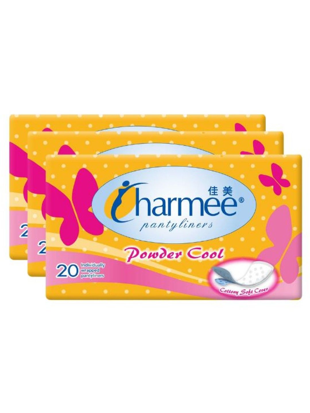 Charmee Powder Cool Pantyliner 20's (3-pack)