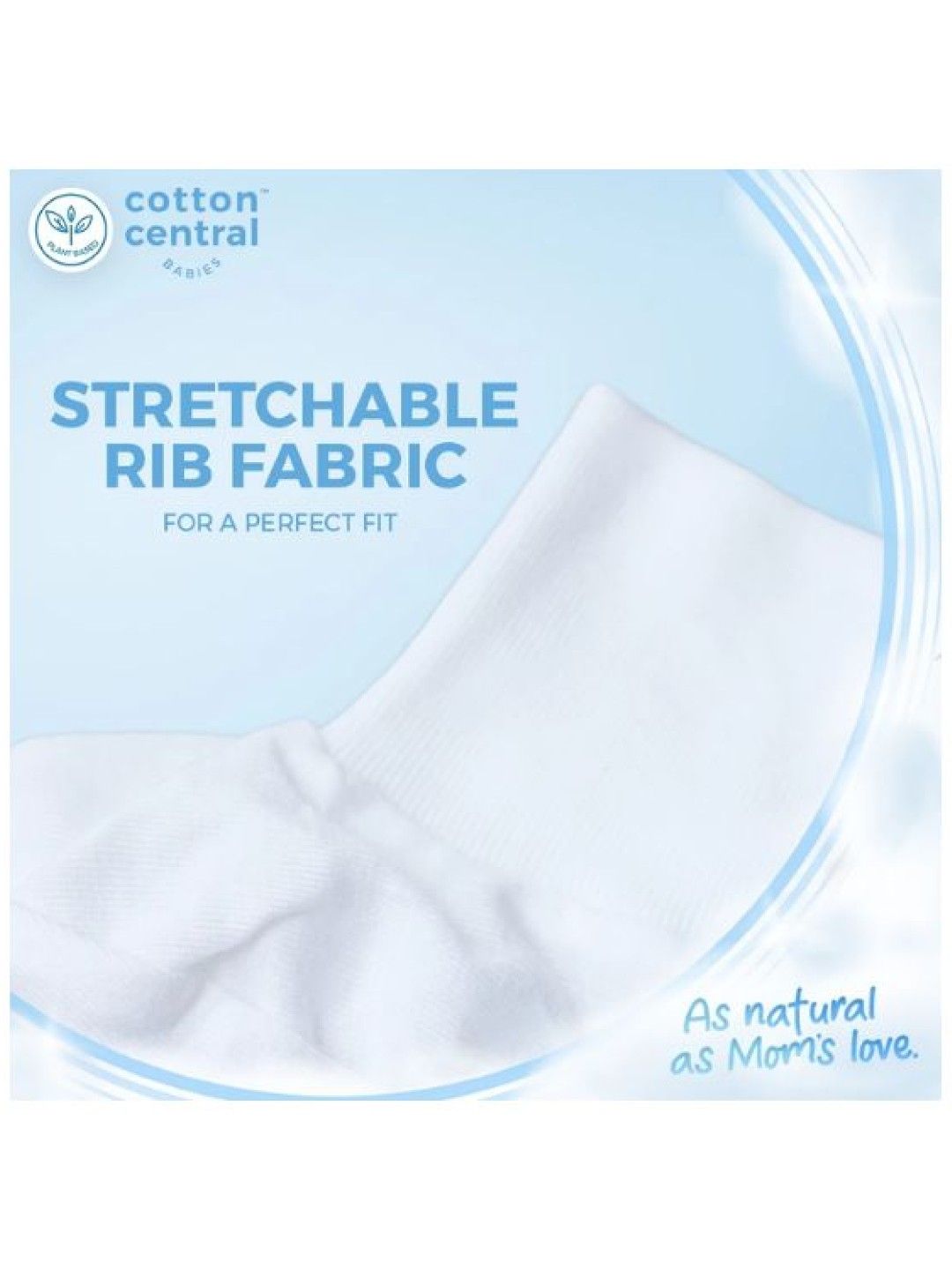Cotton Central™ Newborn Starter Set - Mittens, Booties, Cap 100% USA cotton (Baby Blue- Image 4)