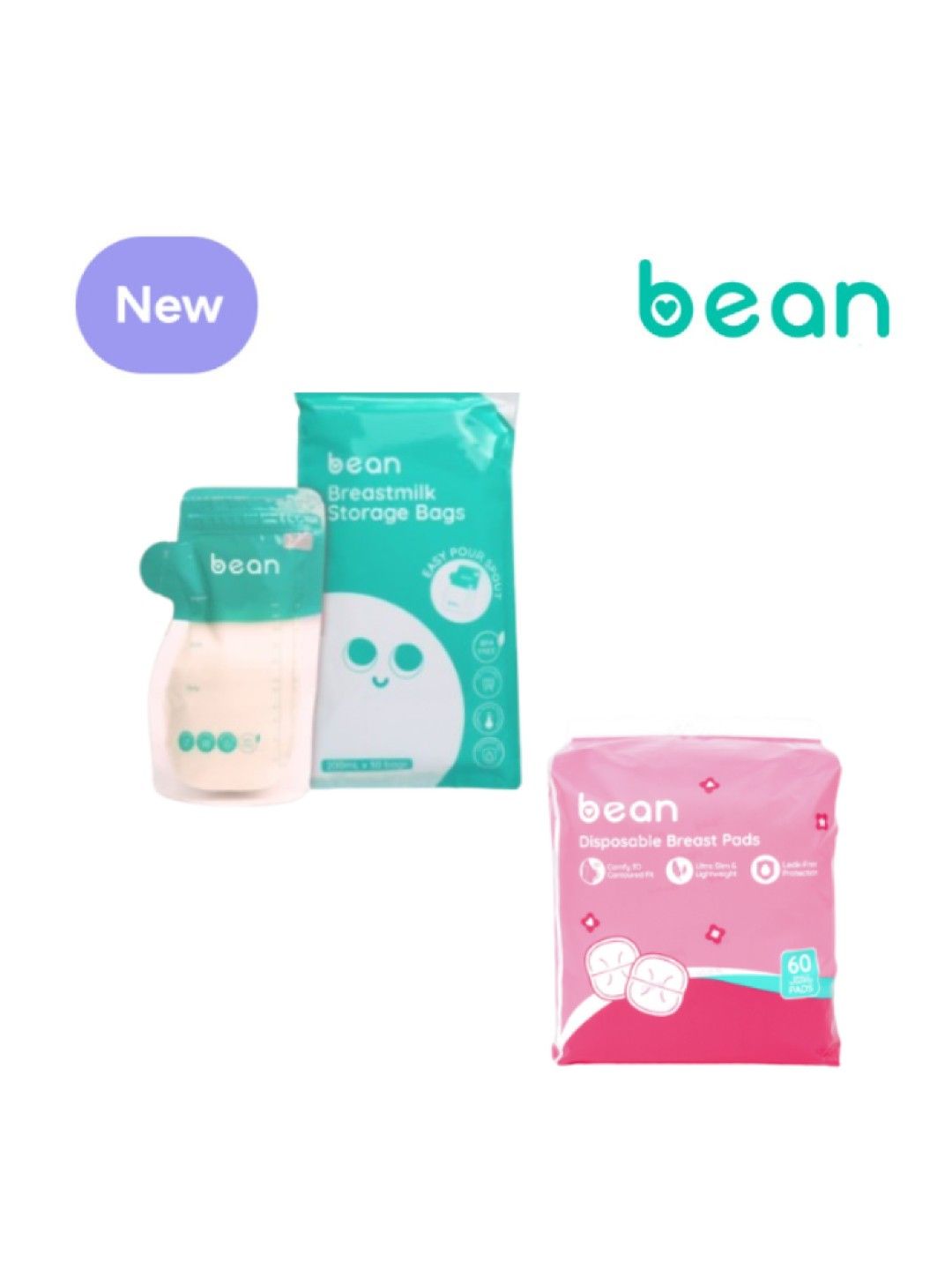 bean [Bundle of 2] Breastmilk Storage Bags + Disposable Breast Pads