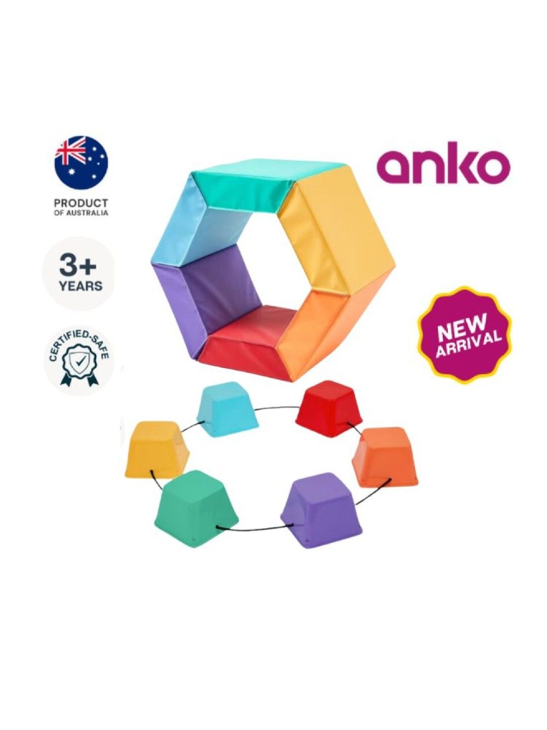 Anko [Bundle of 2] Kids Outdoor Play Gift Set - Balance Buckets & Soft Play Hexagon (No Color- Image 1)