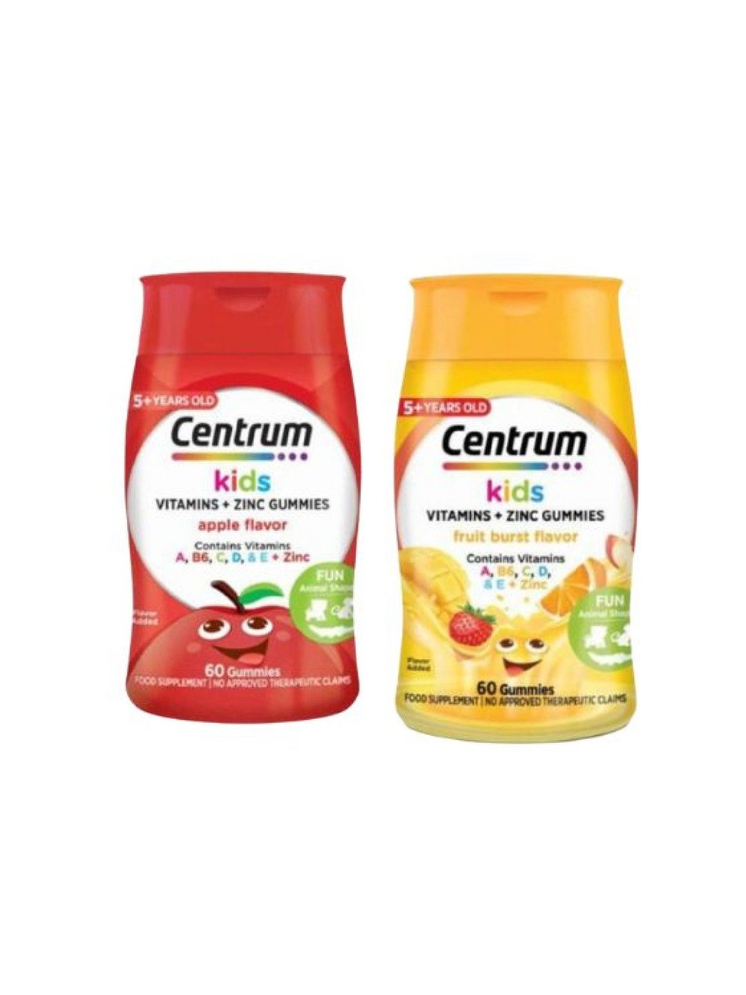 Centrum Kids [Bundle of 2] Multivitamin Gummies Apple (60s) and Fruit Burst (60s)