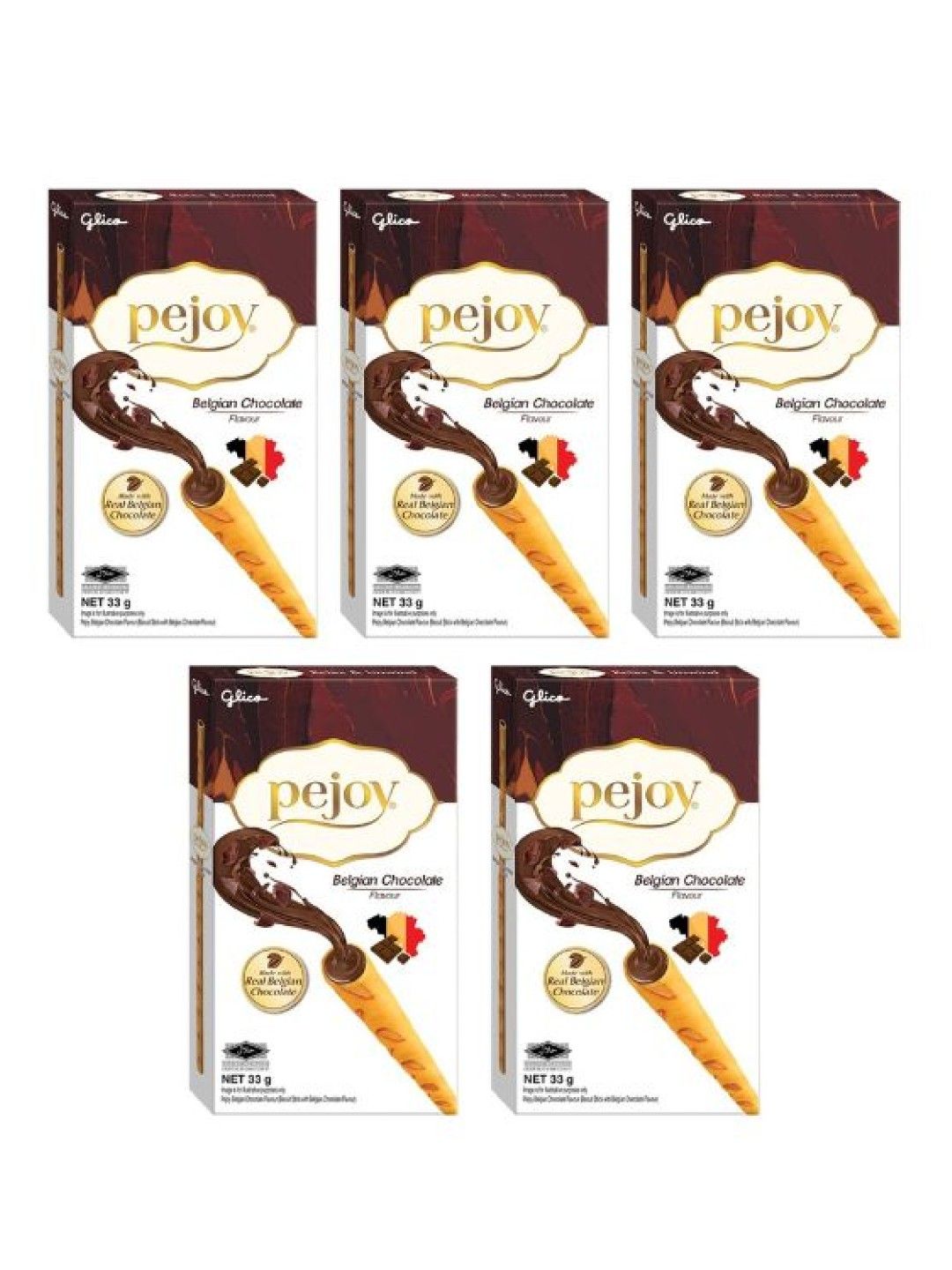 Pejoy Belgian Chocolate Flavour Biscuit Sticks (Bundle of 5)