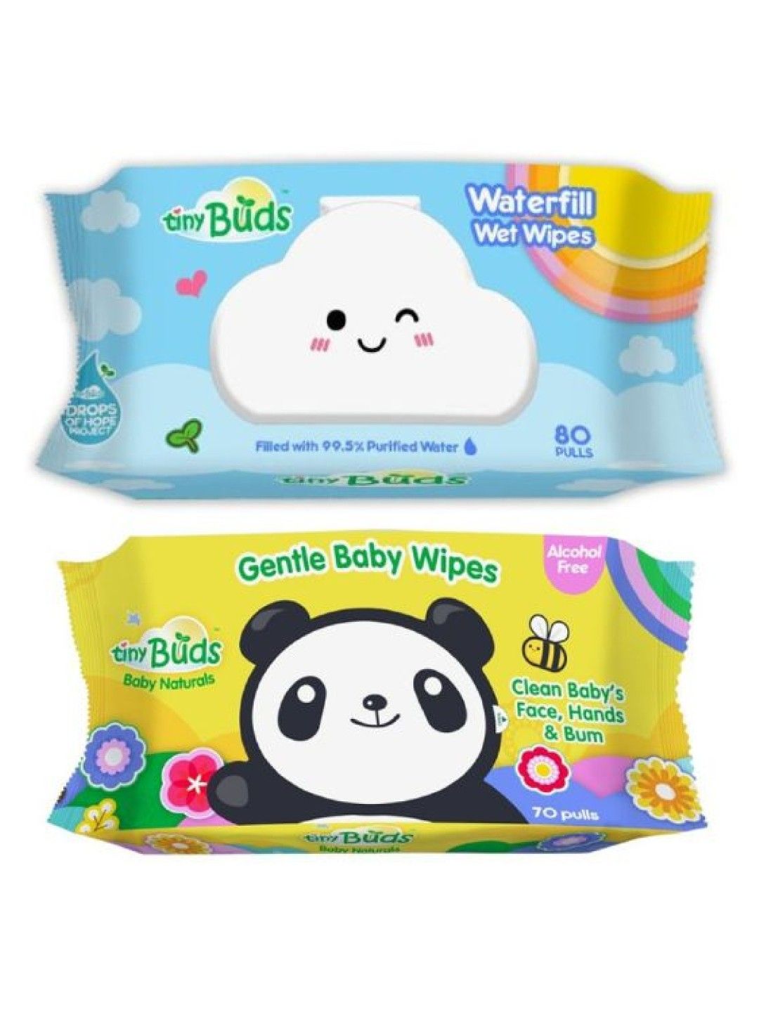Tiny Buds [Buy 1 take 1] Waterfill Wipes with Free Gentle  Baby wipes (No Color- Image 1)