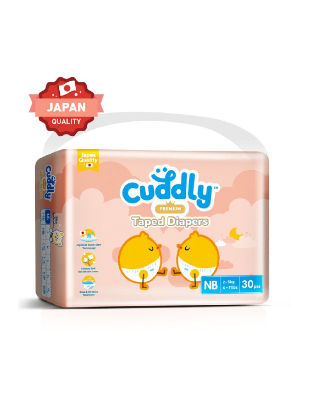 Cuddly [NEW & IMPROVED] Premium Japanese Baby Diaper Newborn (30s) (No Color- Image 1)