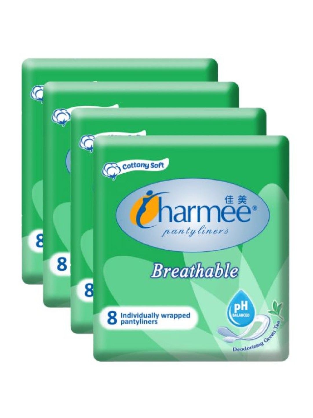 Charmee Breathable Deodorizing Green Tea Pantyliner 8 s 4 pack
