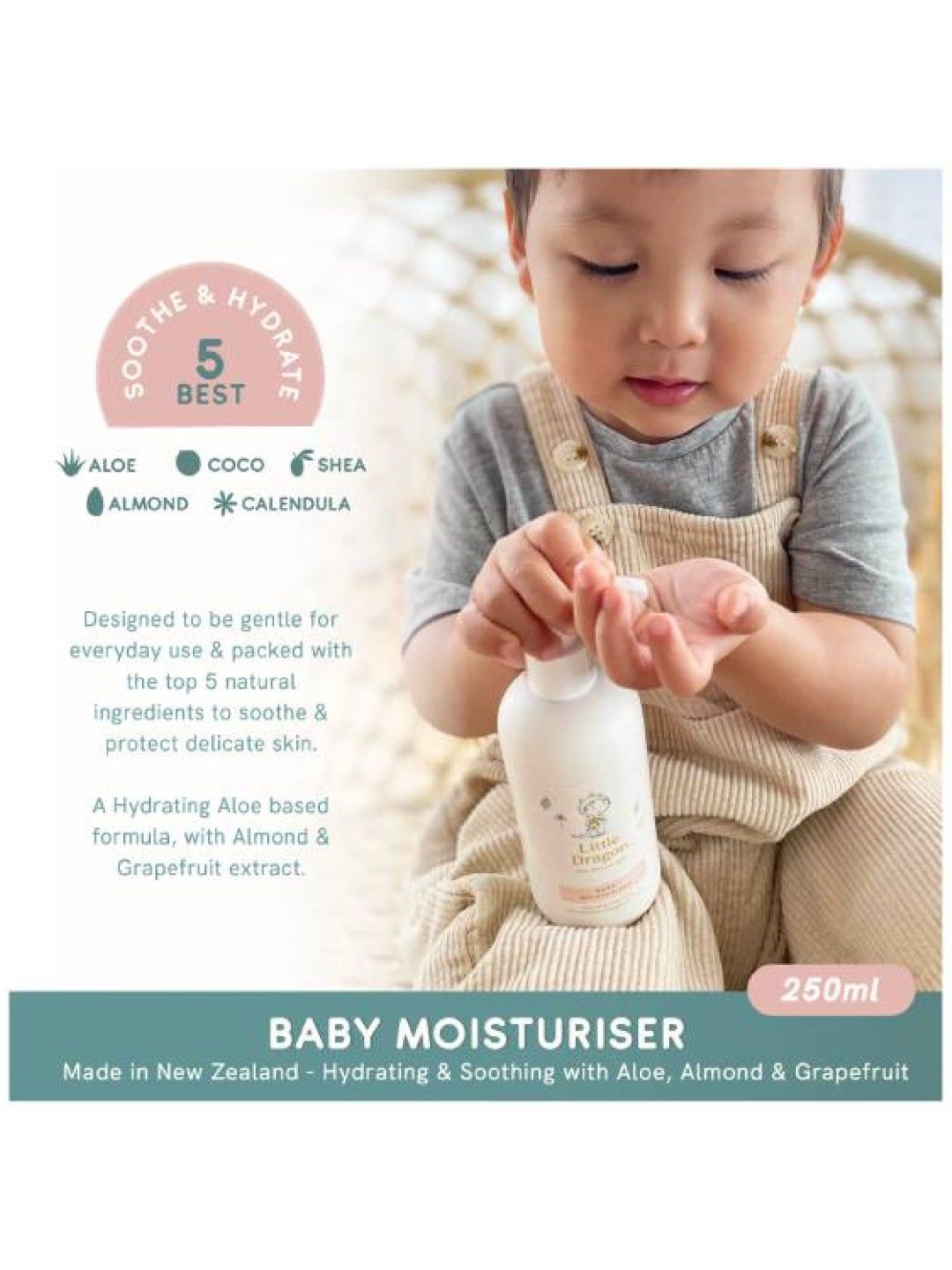 Little Dragon Gentle Baby Moisturiser Pump Bottle (250ml) (No Color- Image 2)