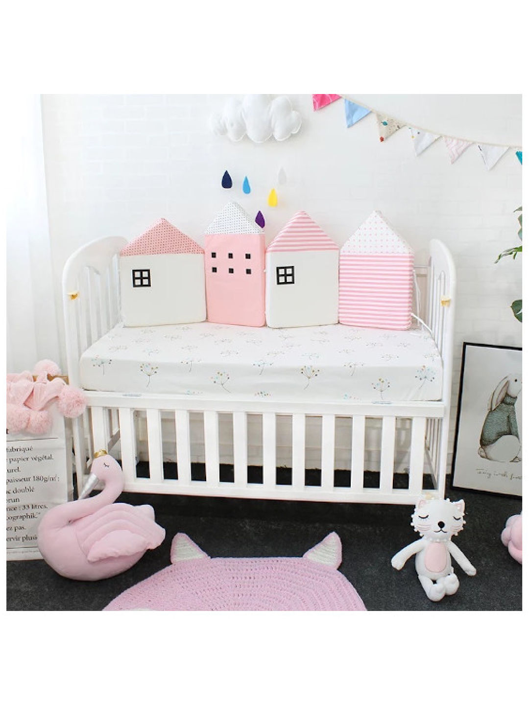Kiddy Up Cotton Crib Bumper (Pink- Image 2)