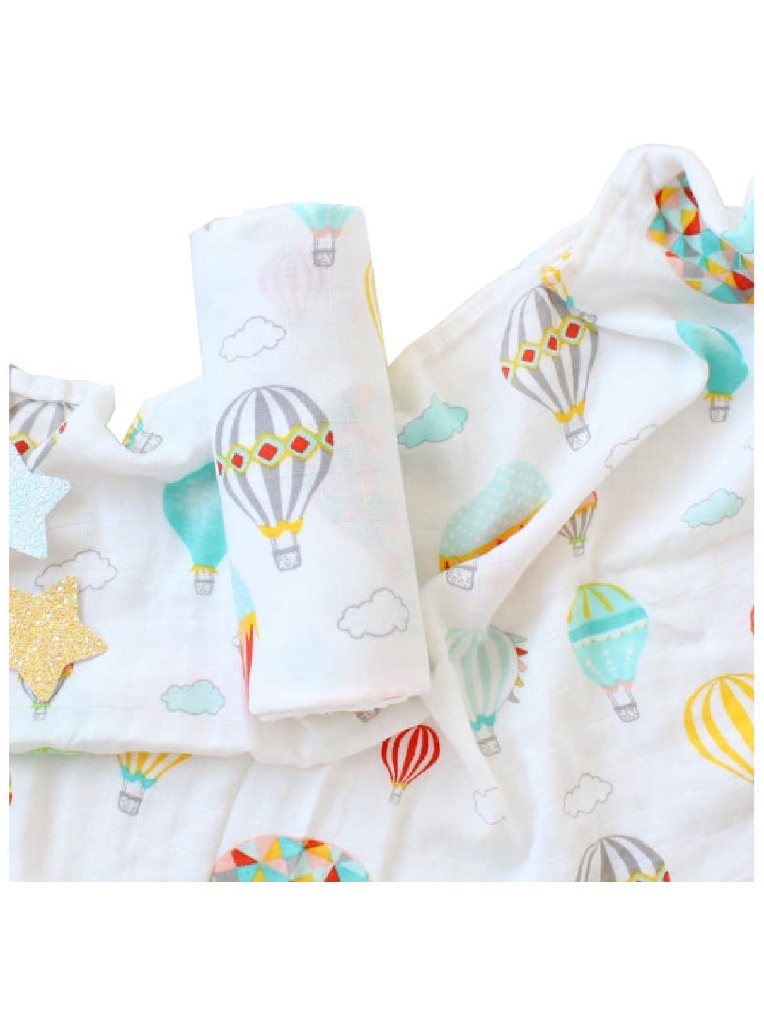 Kiddy Up Hot Air Balloon Muslin Swaddle (No Color- Image 1)