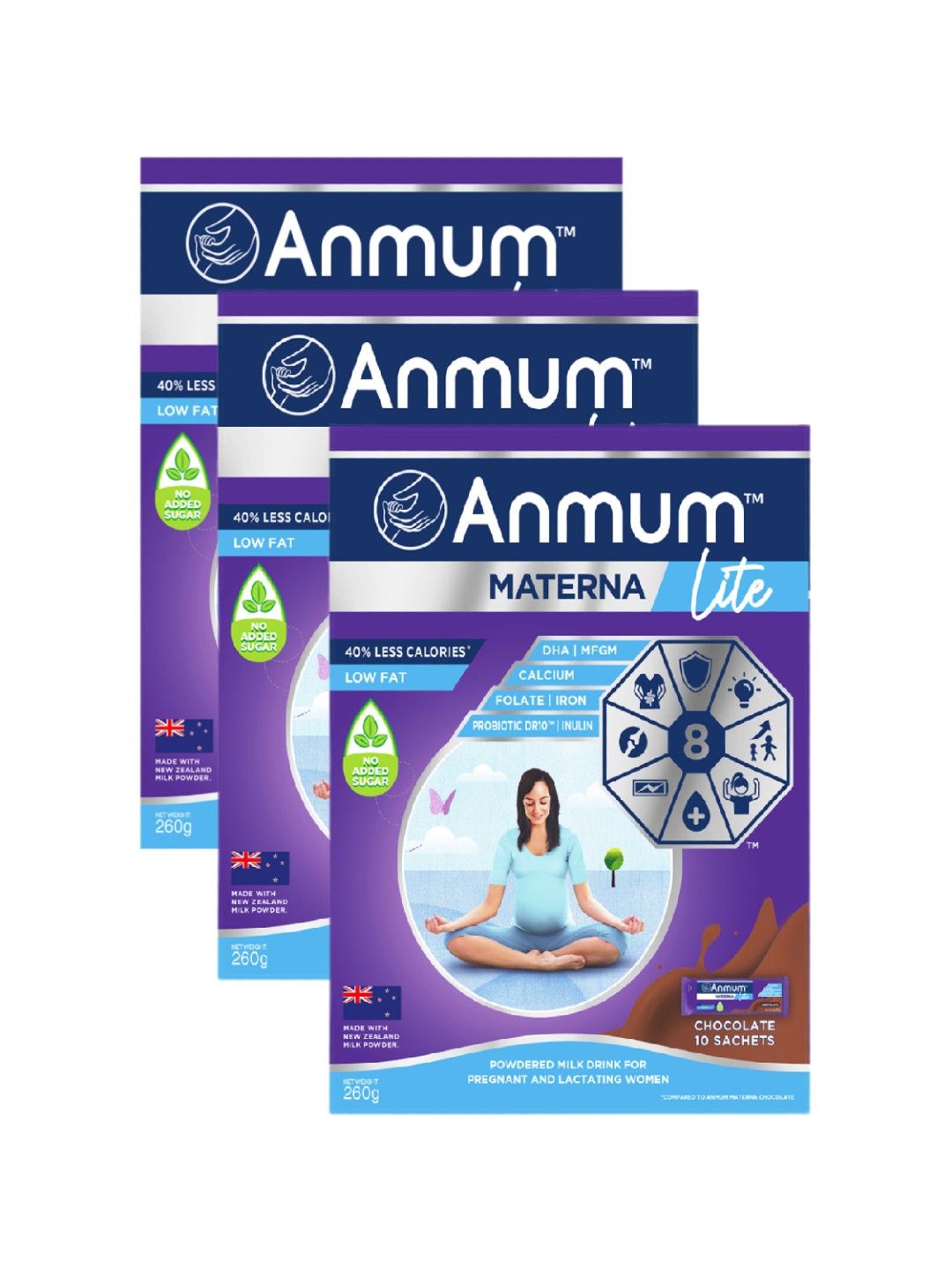 Anmum Milk Powder Lite Choco 260g Bundle of 3