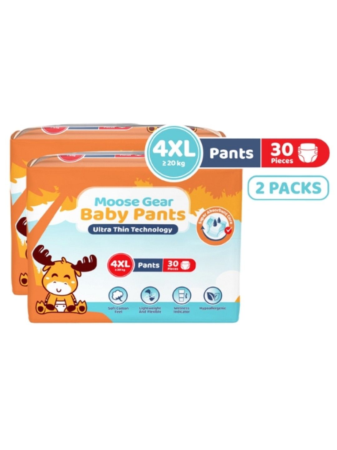 Moose Gear Baby Pants Diaper 4XL (30 pcs x 2 pack) 60 pcs (No Color- Image 1)