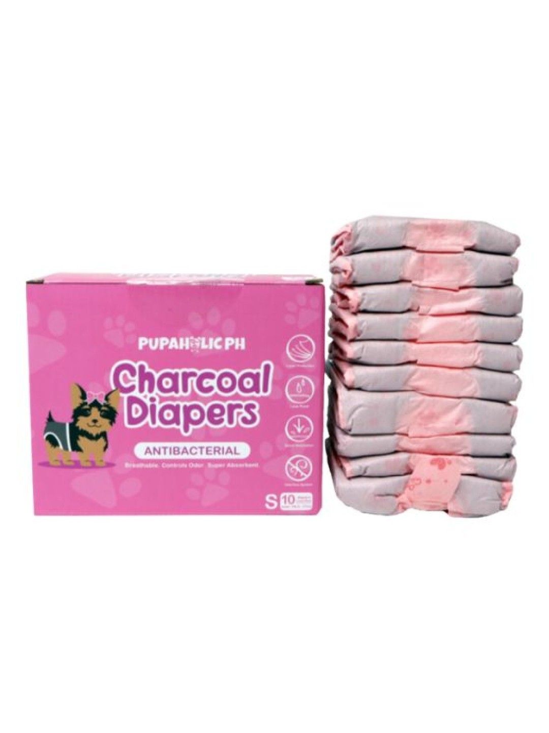 Pupaholic PH 1 Box of Charcoal Diaper 10Pcs/Box (Female) - Small