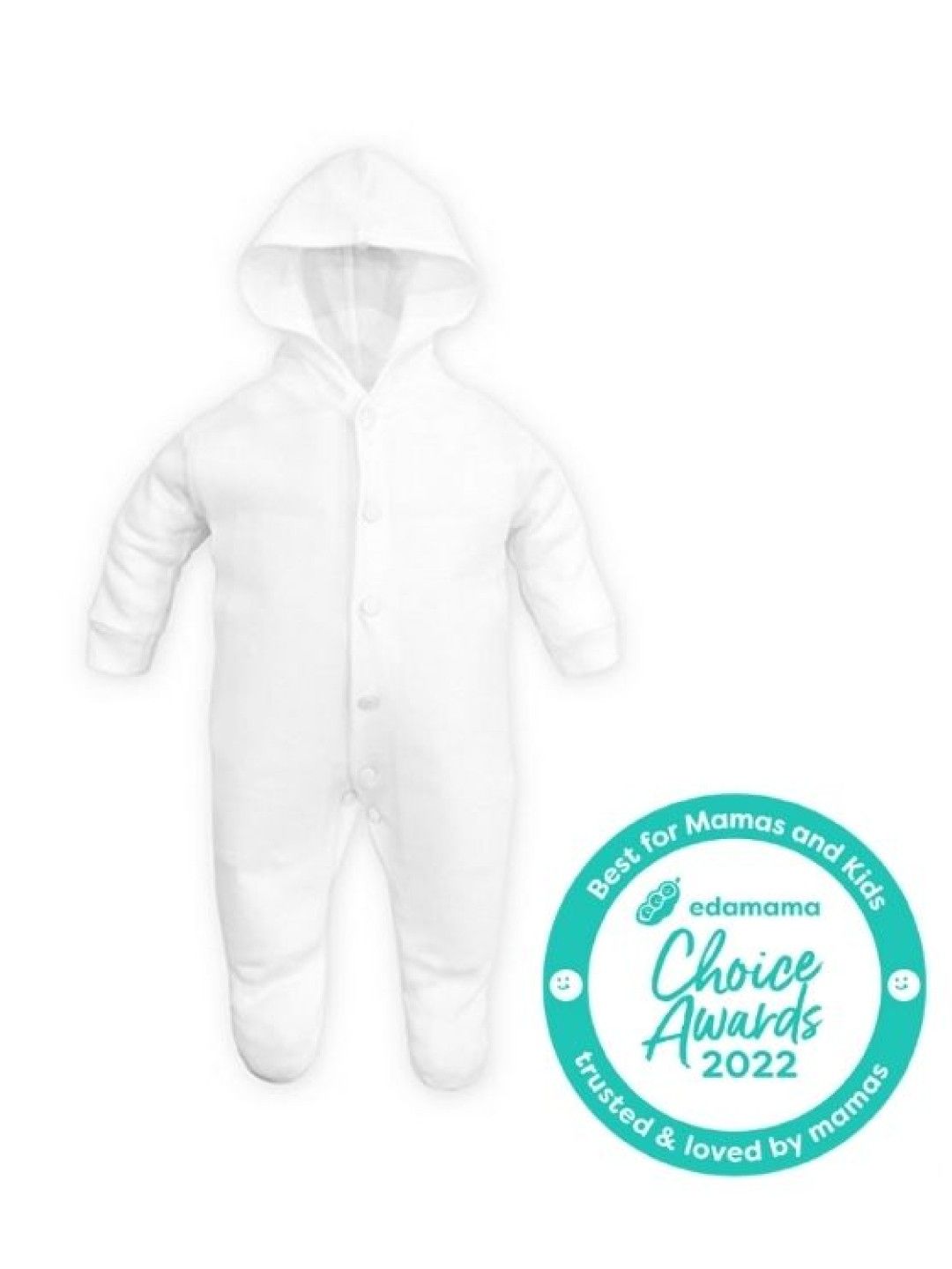 Cotton Stuff Long Sleeve Sleeper with Hood (White- Image 1)