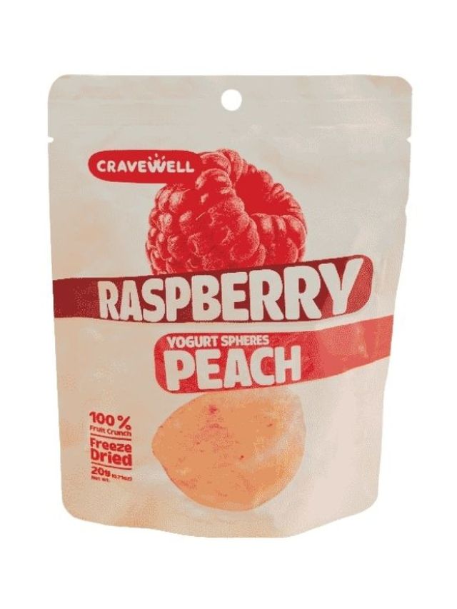 Cravewell Raspberry Peach Yogurt Sphere Fruit Crunch (20g) edamama