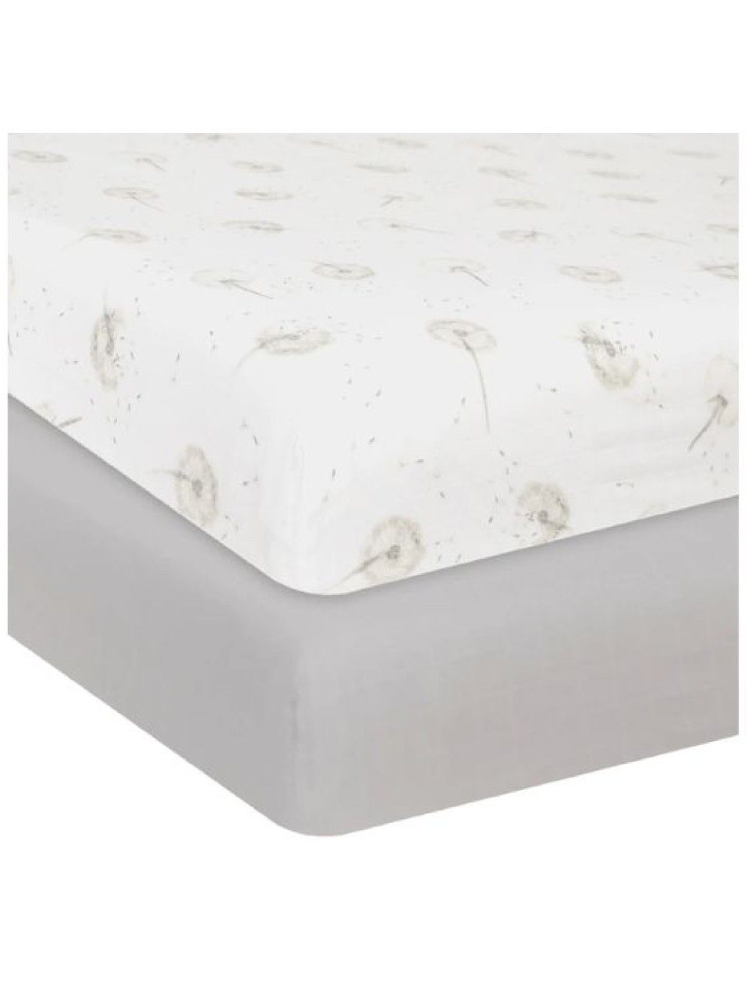 Living Textiles Organic Muslin 2-Pack Cot Fitted Sheets - Dandelion/Grey (No Color- Image 2)