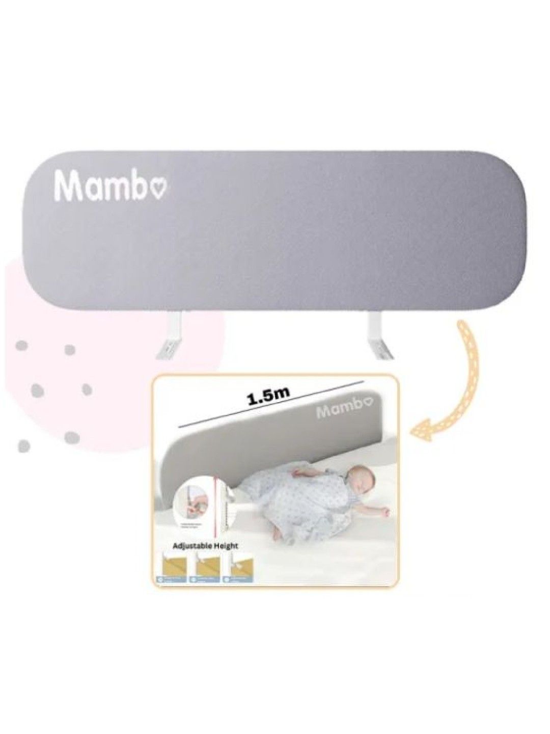 Mambo Foldable Bed Rail (1.5m) (Grey- Image 1)