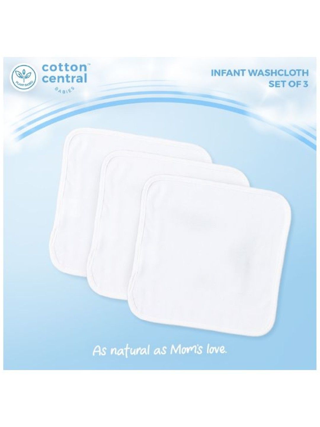 Cotton Central™ Washcloth 100% USA Cotton (3pcs) (Snow White- Image 2)