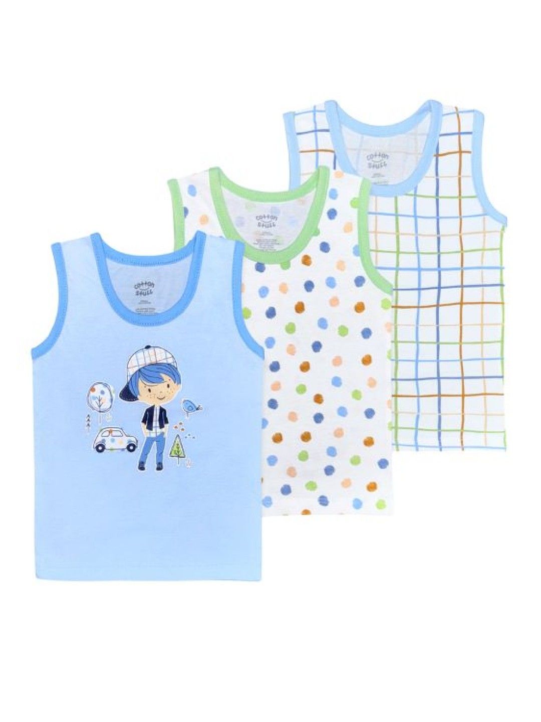 Cotton Stuff 3-piece Sando (Pattern - Boy) (No Color- Image 1)