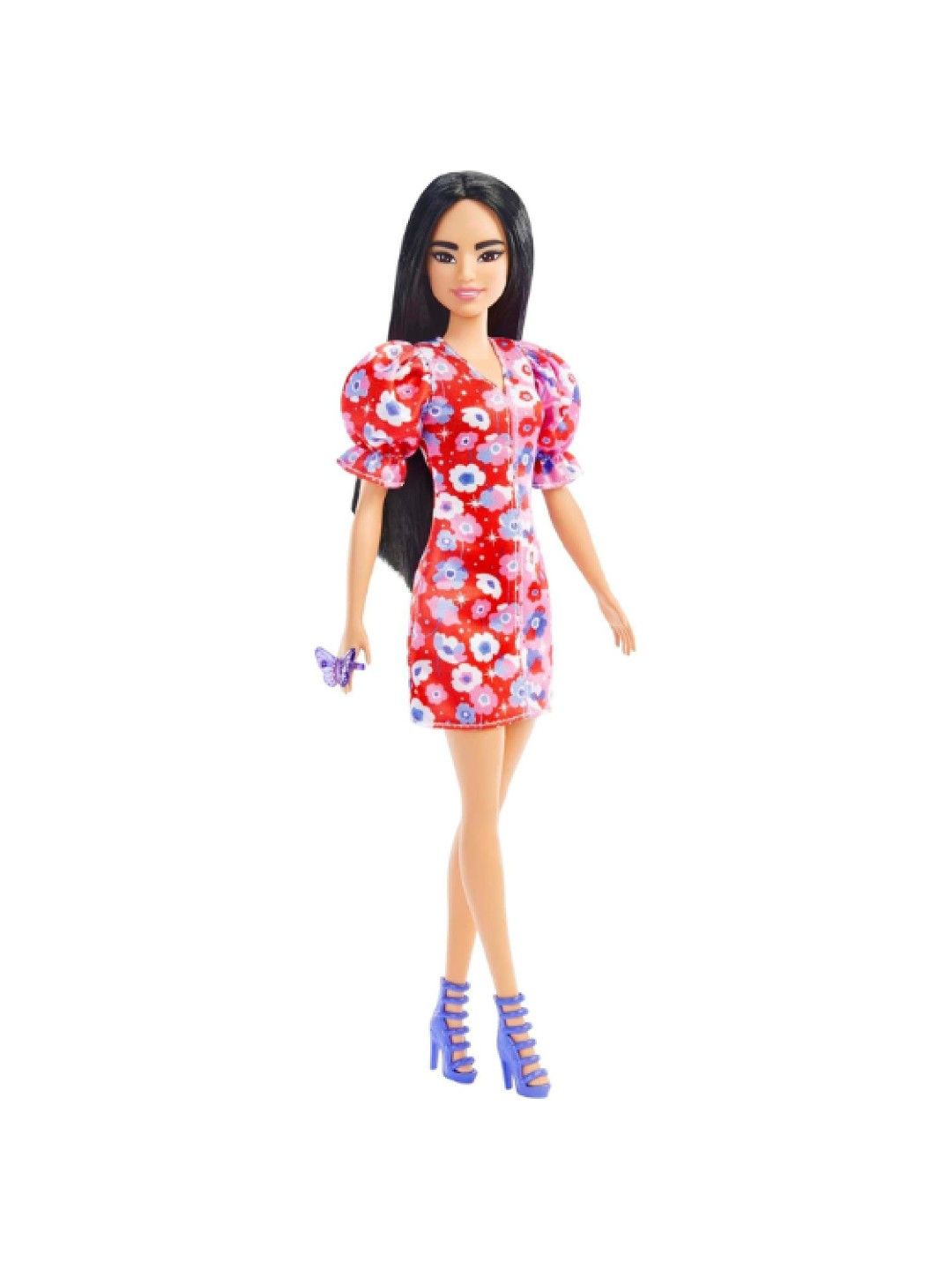 Barbie Fashionistas Doll #177 With Long Black Hair & Floral Dress (No Color- Image 1)