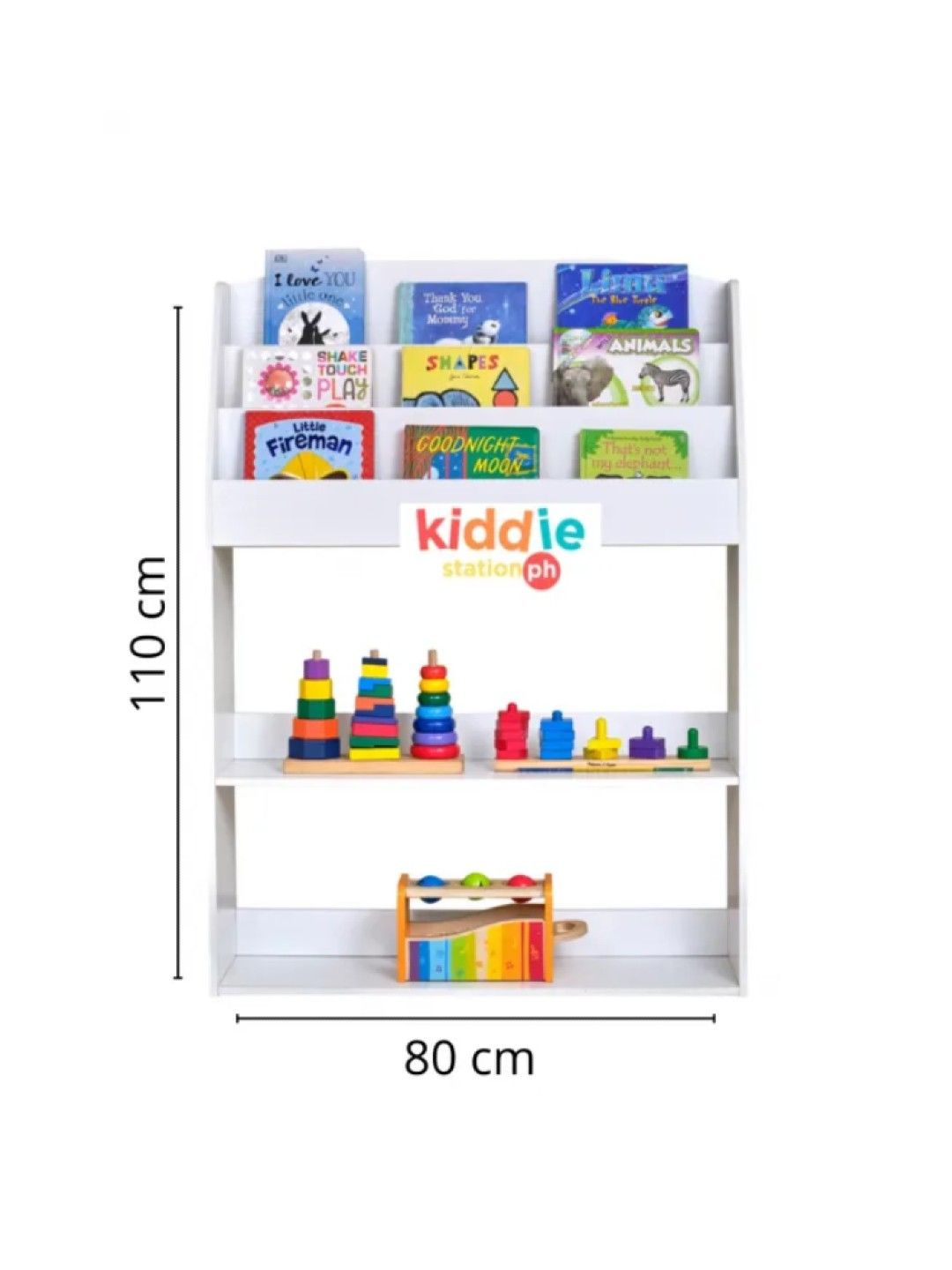 Kiddiestationph Alessa Kids Bookshelf with Toy Shelf (White- Image 3)