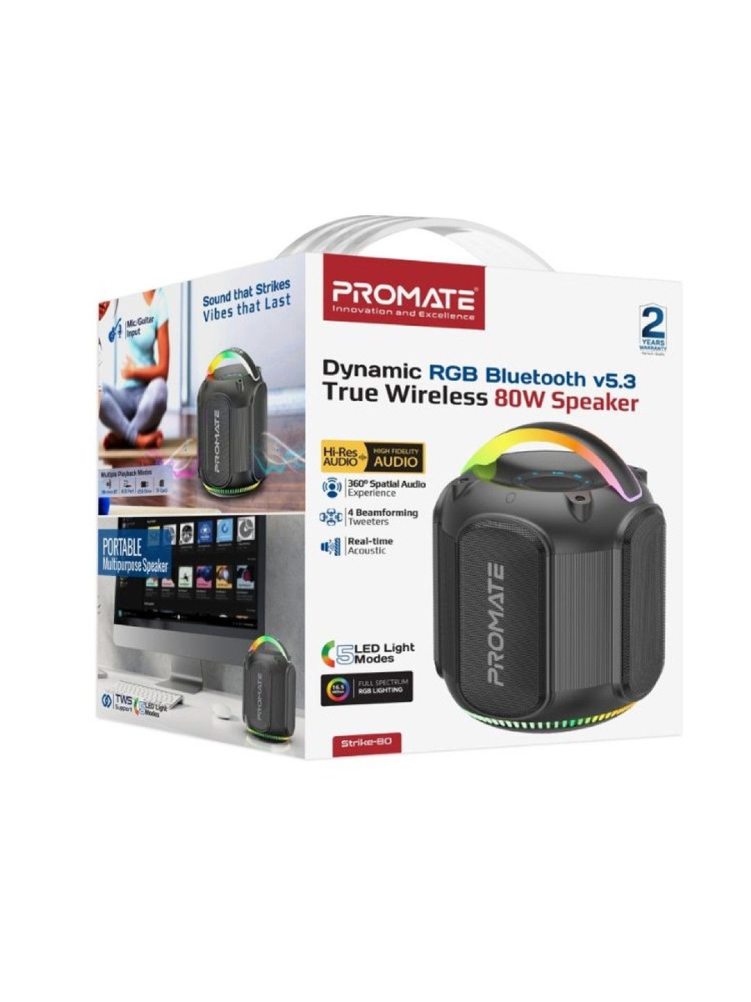Promate Dynamic RGB Bluetooth v5.3 True Wireless 80W Speaker (No Color- Image 4)