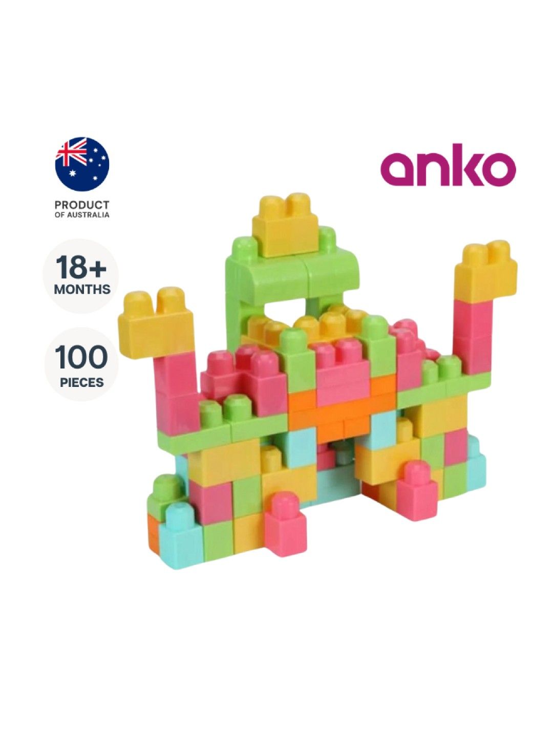 Anko 100 Piece Block Bag - Pink & Green