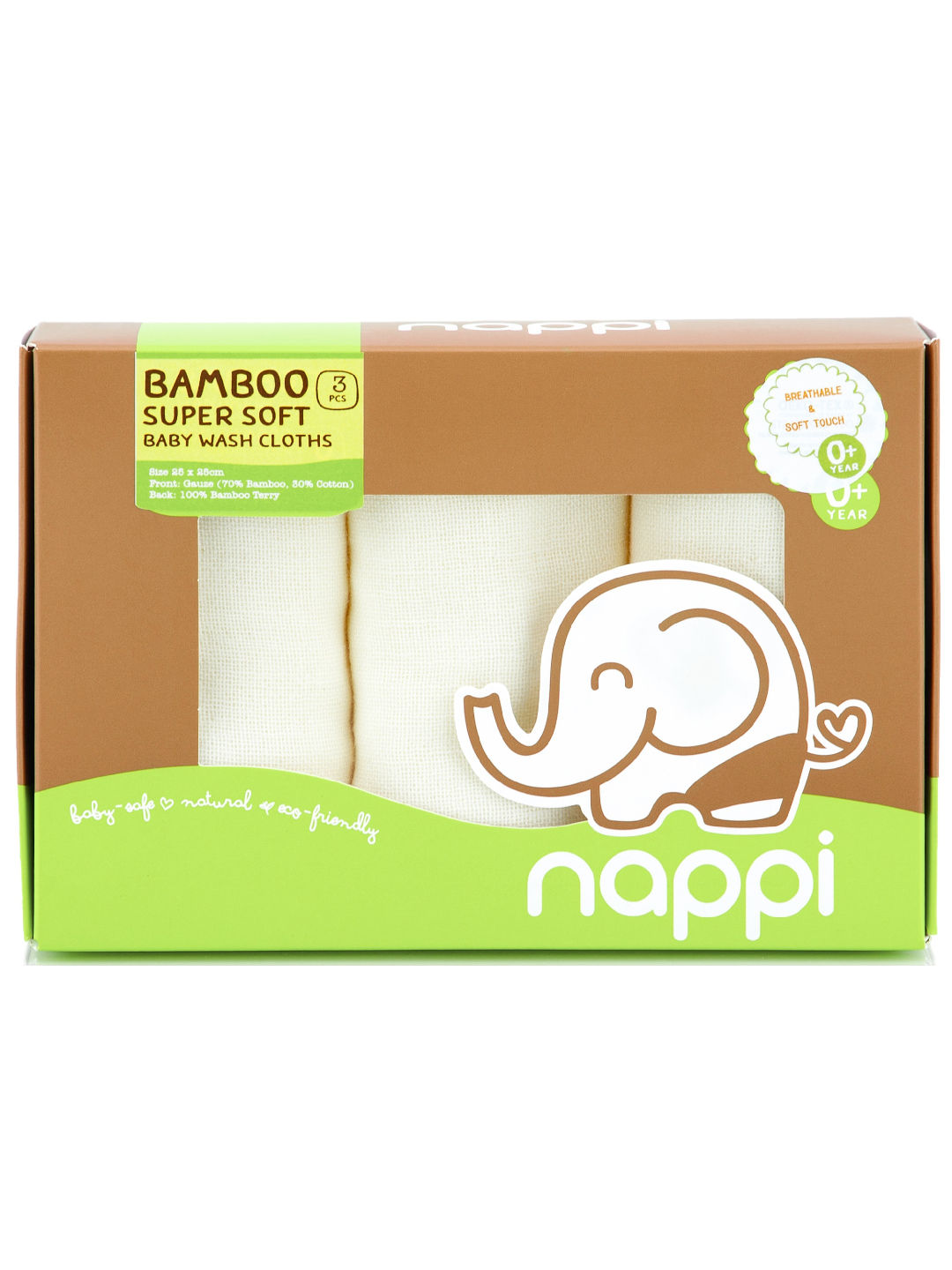 Nappi Baby Super Soft Baby Washcloth (Pack of 3)