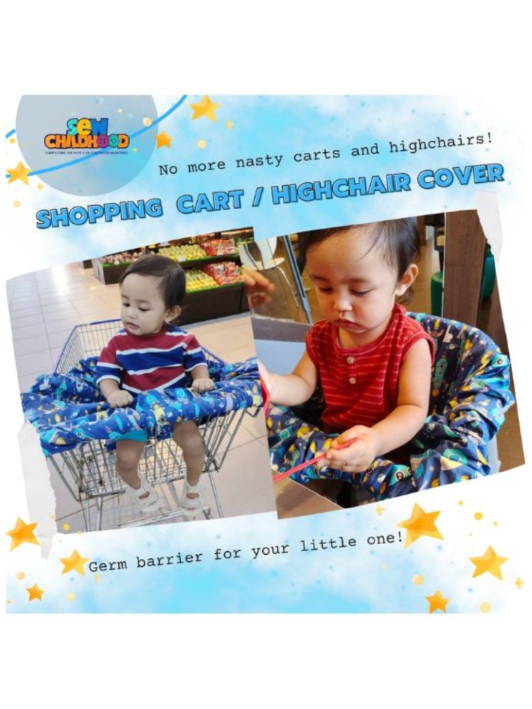 Sew Childhood Shopping Cart / Highchair Cover (Gingham BNW- Image 2)