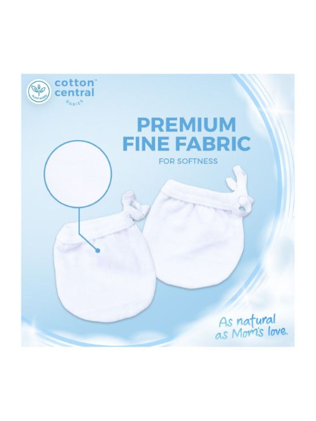 Cotton Central™ Mittens with String 100% USA Cotton (Pack of 3) (Snow White- Image 4)