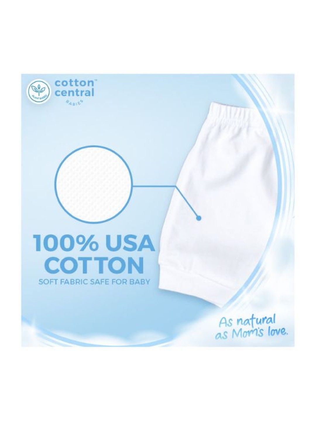 Cotton Central™ Diaper Shorts 100% USA Cotton (3pcs) (Snow White- Image 3)