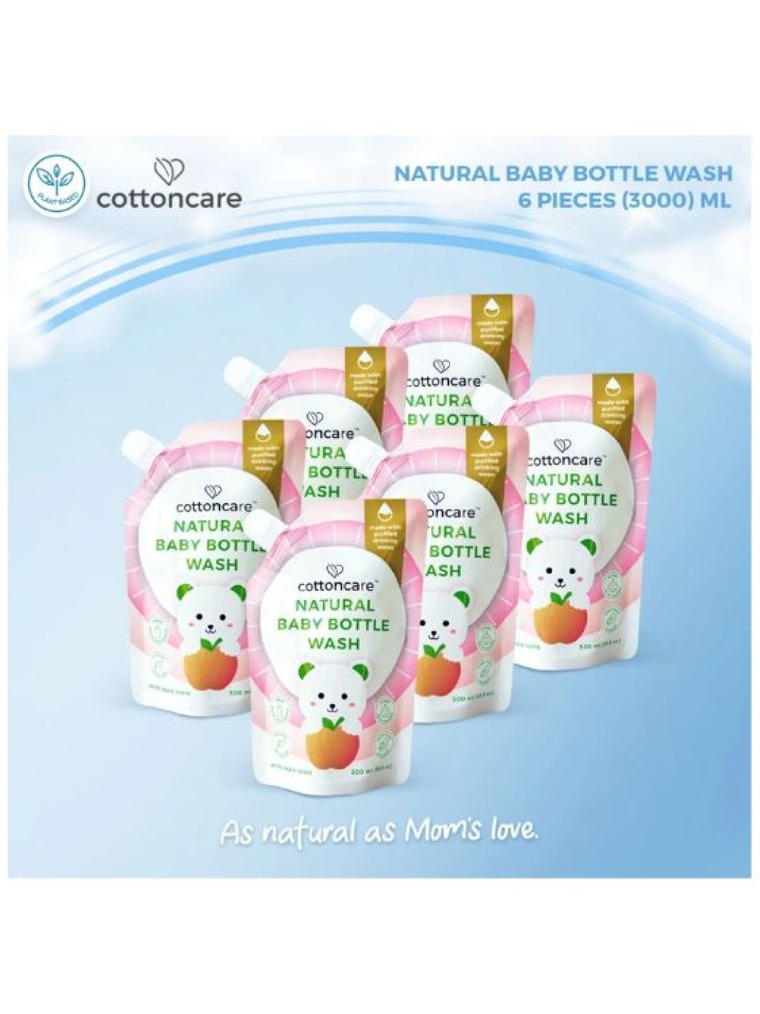 Cotton Central™ Cottoncare™ Natural Baby Bottle Wash Mild Apple scent (3000ml) (No Color- Image 2)