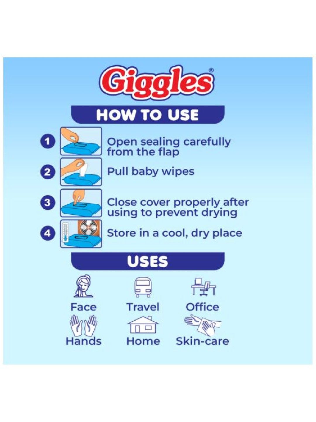 Giggles 70% Ethyl Alcohol Sanitizing Wipes 15s (6 packs) (No Color- Image 3)