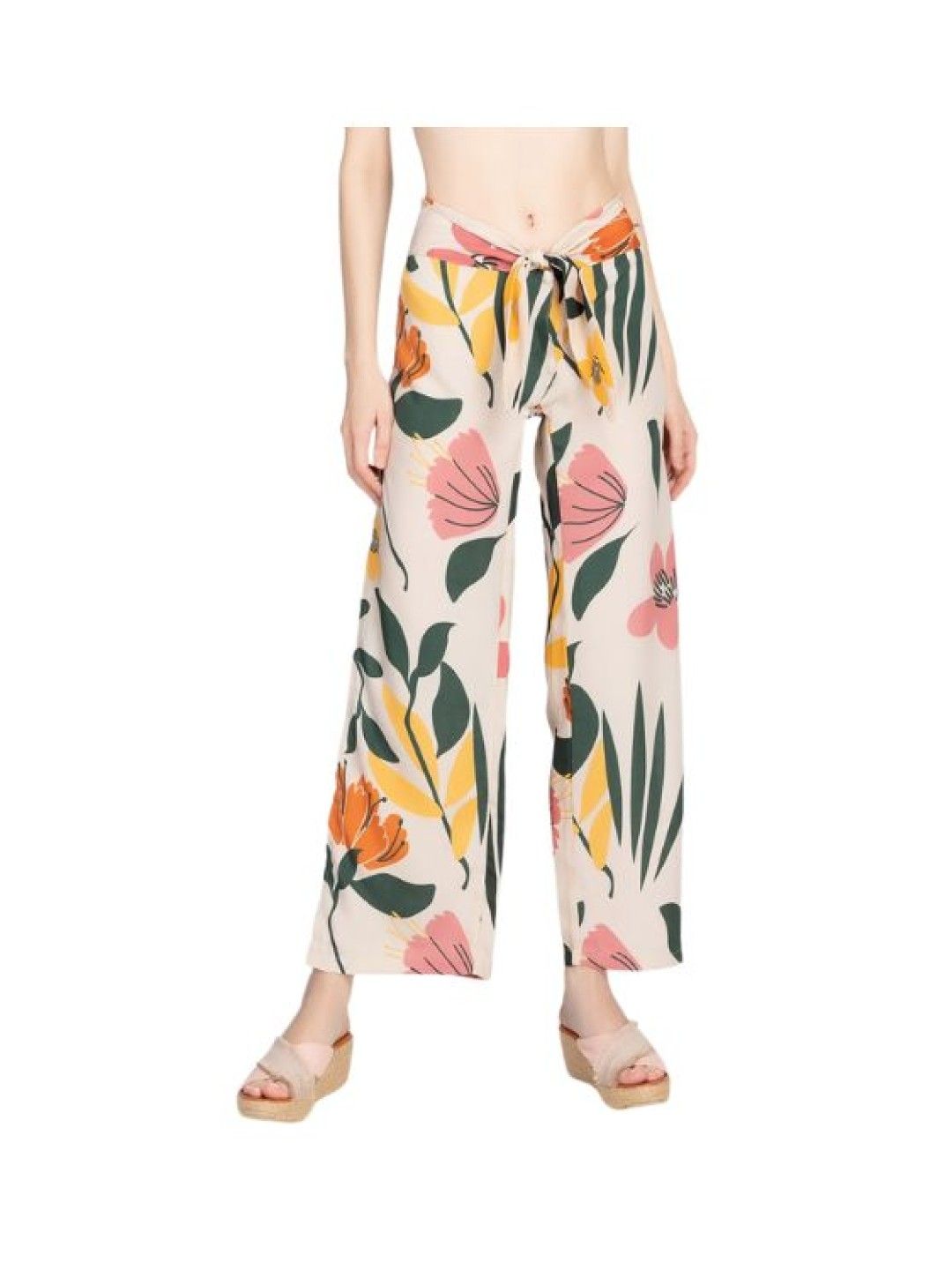 Eve's Chic Ileana Tie Front Side Slit Pants (Beige- Image 4)
