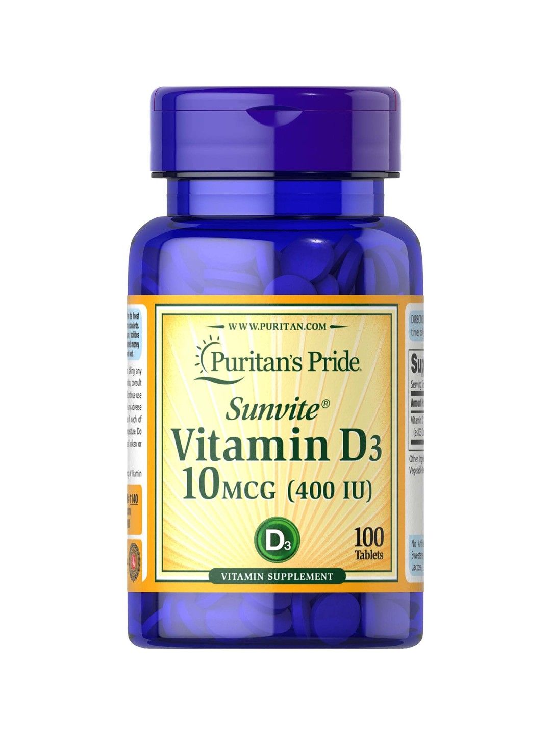 Puritan's Pride Vitamin D3 400 IU (100 tablets)