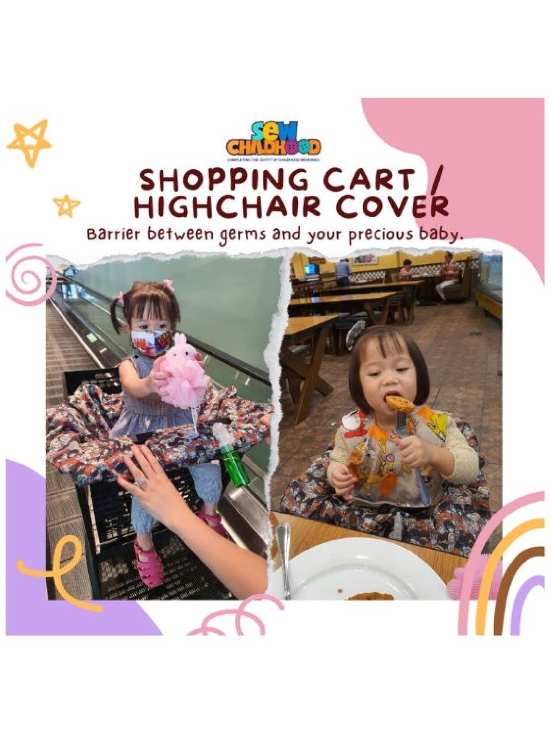 Sew Childhood Shopping Cart / Highchair Cover (Gingham BNW- Image 3)