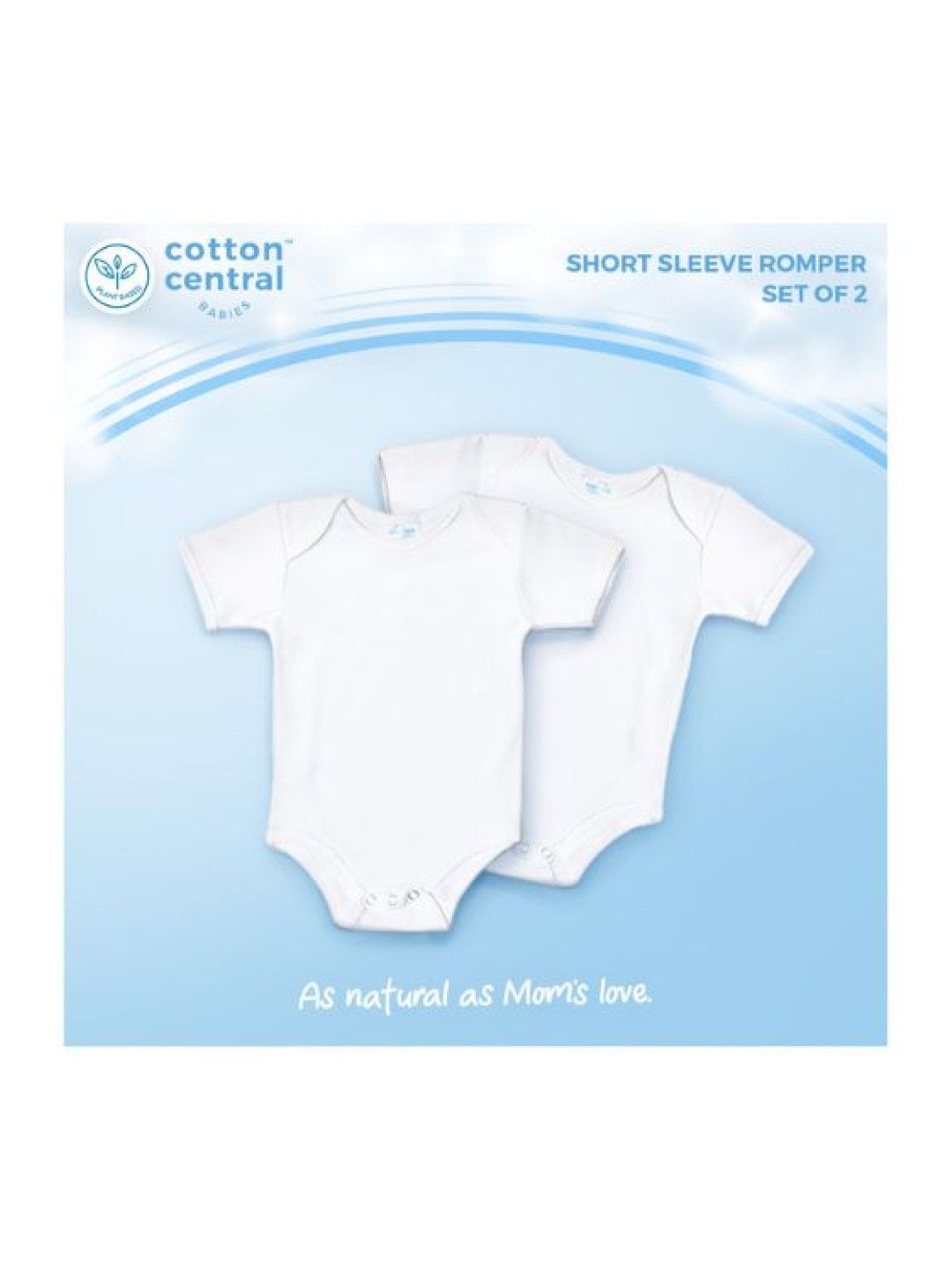 Cotton Central™ Short Sleeve Romper 100% USA Cotton (2 pcs) (Snow White- Image 2)