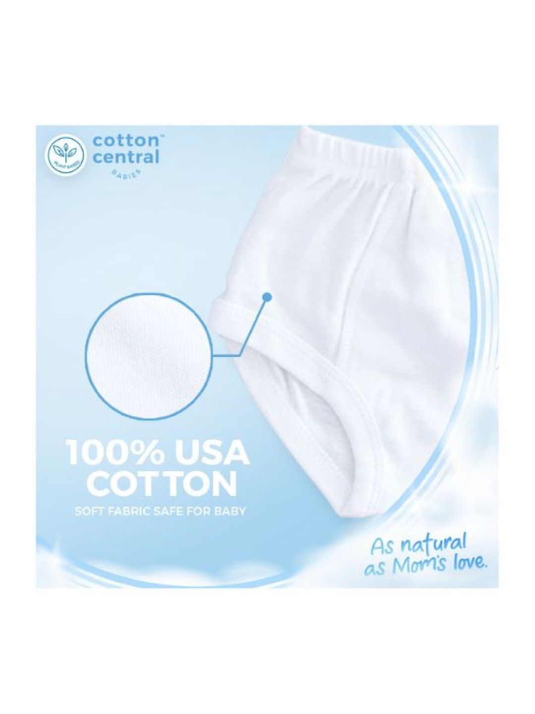 Cotton Central™ Comfort Brief 100% USA Cotton (3pcs) (Snow White- Image 3)