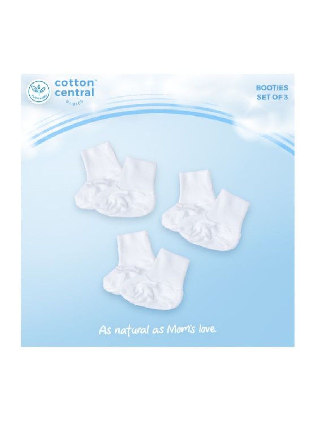 Cotton Central™ Booties 100% USA Cotton (Pack of 3) (Snow White- Image 2)