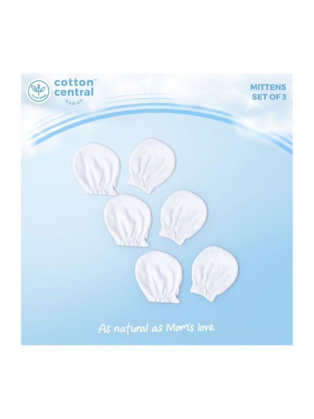 Cotton Central™ Mittens 100% USA Cotton (Pack of 3) (Snow White- Image 2)