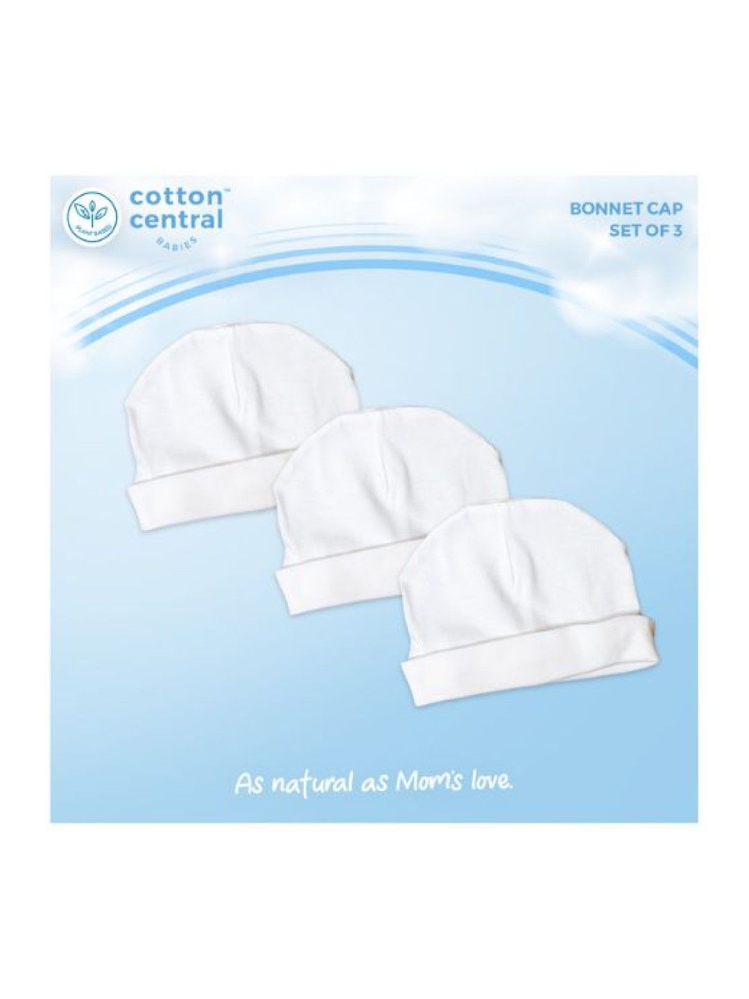 Cotton Central™ Bonnet Cap 100% USA Cotton (3pcs) (Snow White- Image 2)