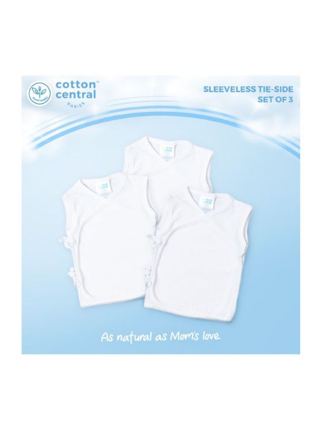 Cotton Central™ Sleeveless Tie-Side 100% USA Cotton (3pcs) (Snow White- Image 2)