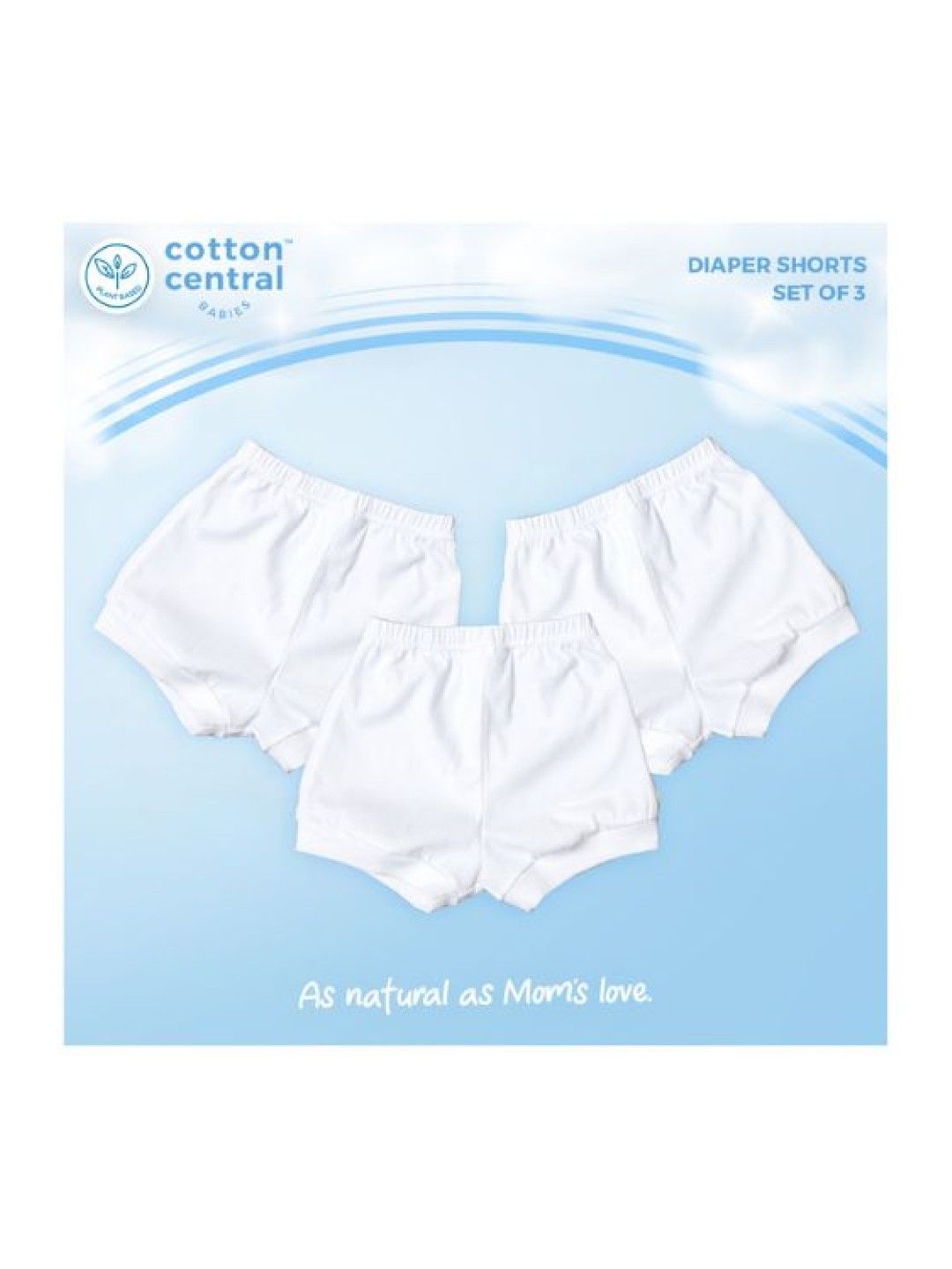 Cotton Central™ Diaper Shorts 100% USA Cotton (3pcs) (Snow White- Image 2)