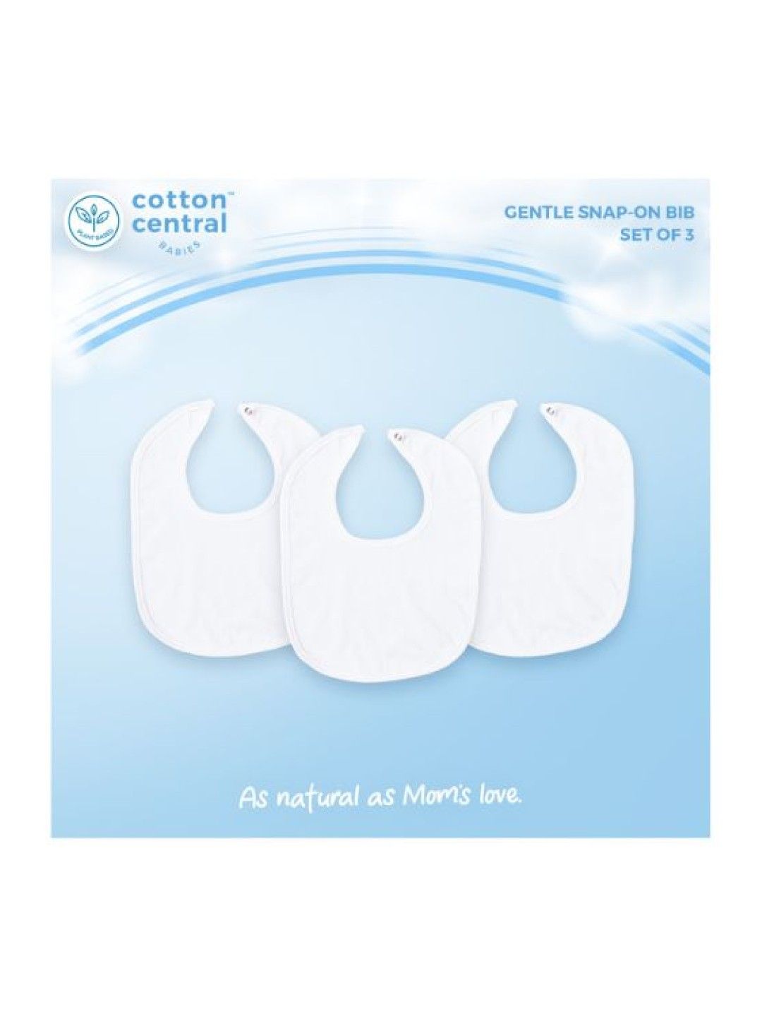 Cotton Central™ Snap-on Bib 100% USA Cotton (3pcs) (Snow White- Image 2)