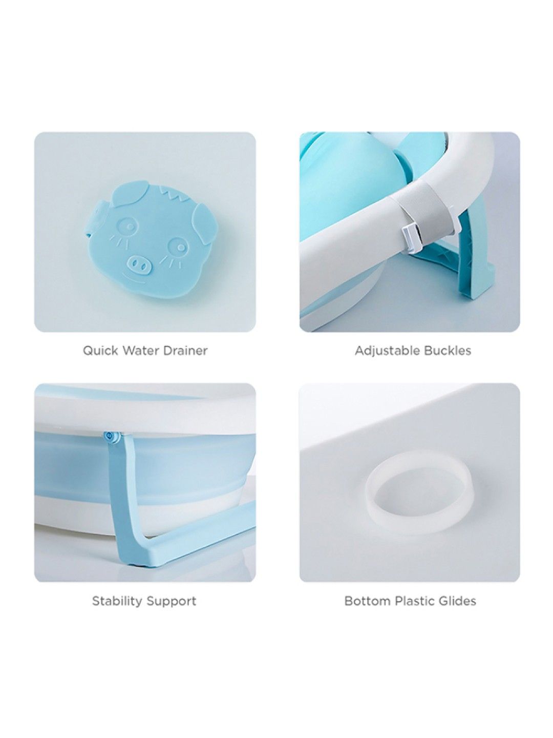 Babybee Philippines Collapsible Bathtub with Cushion, Breathable Mesh and Built-in Thermometer (Blue- Image 3)