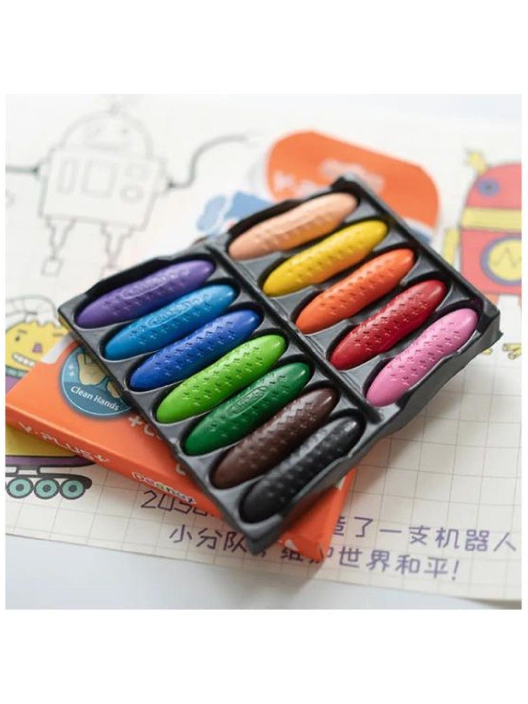 Y-PLUS+ Non-Toxic Peanut Crayons (12 Colors) (No Color- Image 2)