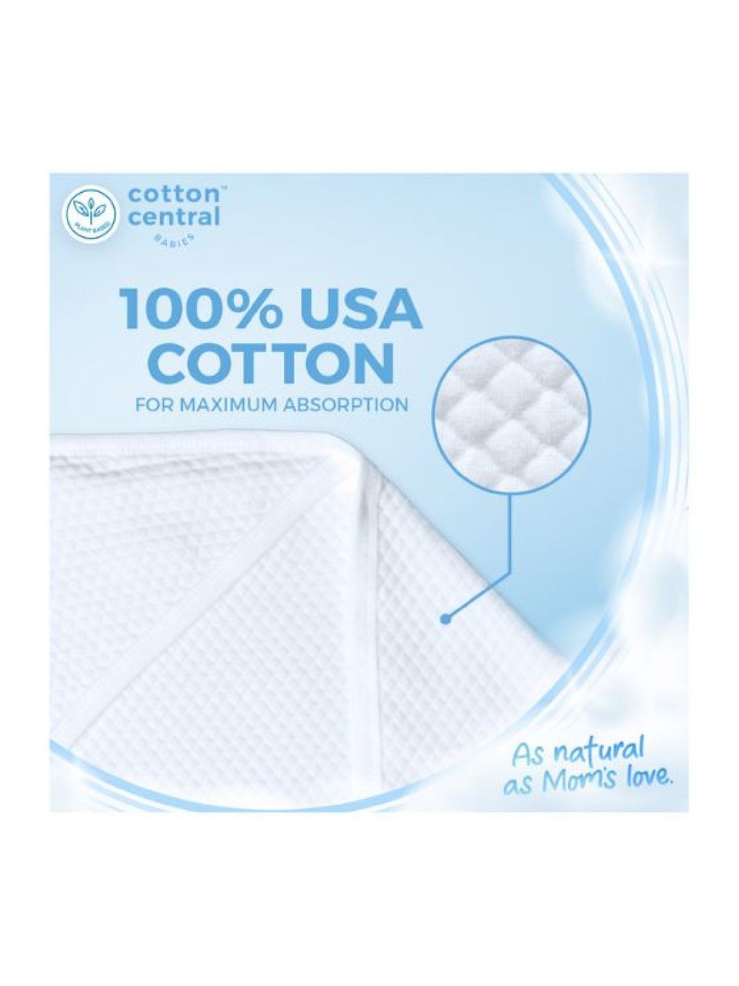 Cotton Central™ Receiving Blanket with Hood Premium 100% USA Cotton (Snow White- Image 3)