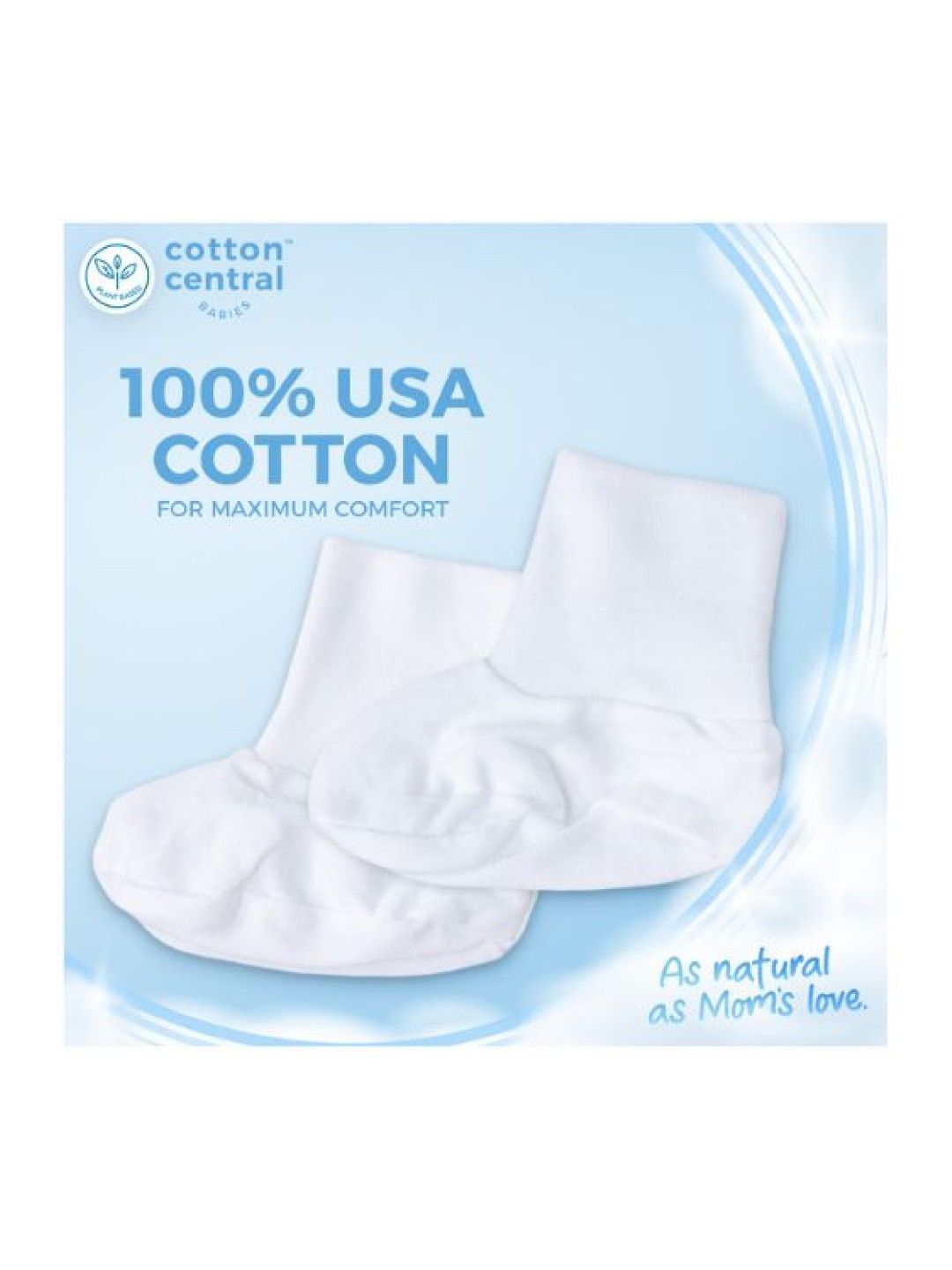 Cotton Central™ Booties 100% USA Cotton (Pack of 3) (Snow White- Image 3)