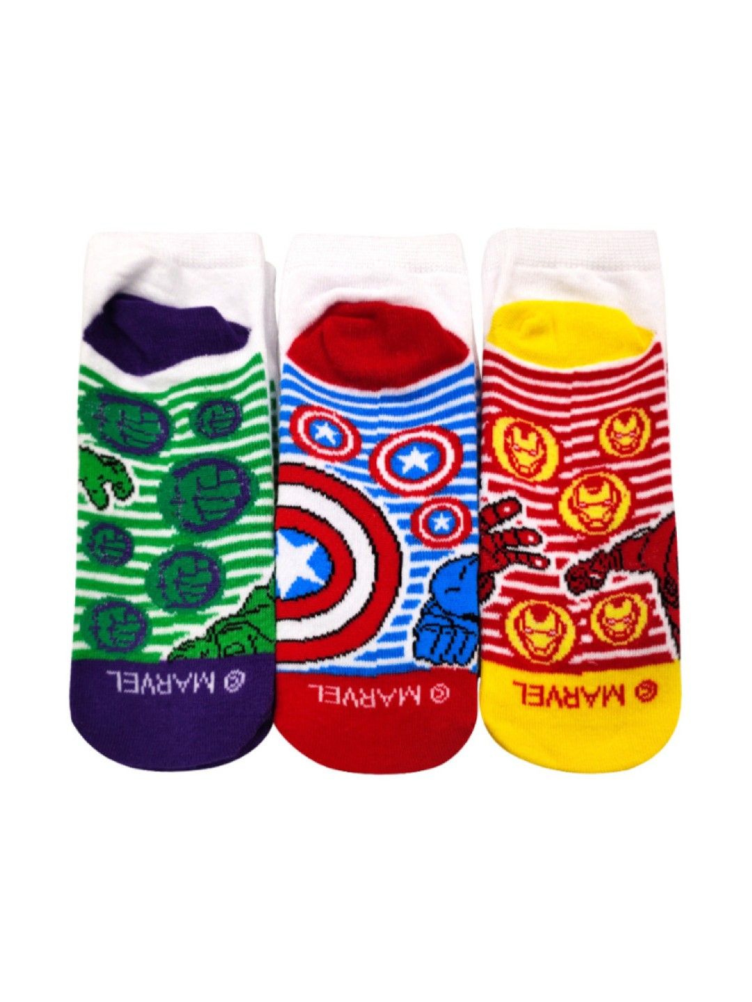 LIL LEGENDS Sneaker Socks (3-Pair Pack) - Avengers Heroes White Socks (No Color- Image 2)