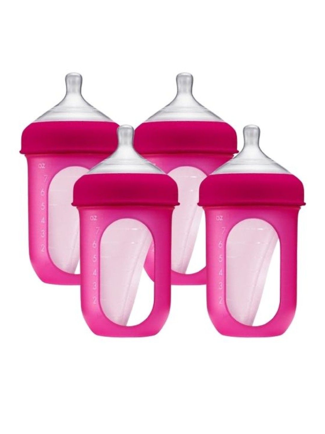 BOON NURSH Silicone Pouch Bottle 8oz 4-Pack (Pink)